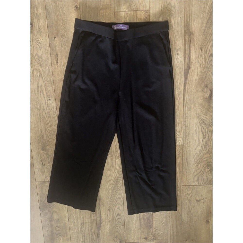 Women’s Black Gloria Vanderbilt Wide Leg Pants Size XL Side Pockets Cropped